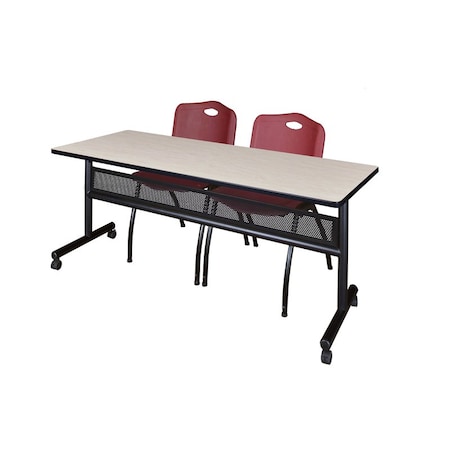 Kobe Rectangle FlipTop Table, 72" W, 29" H, Laminate Top, Maple MKFTM7224PL47BY